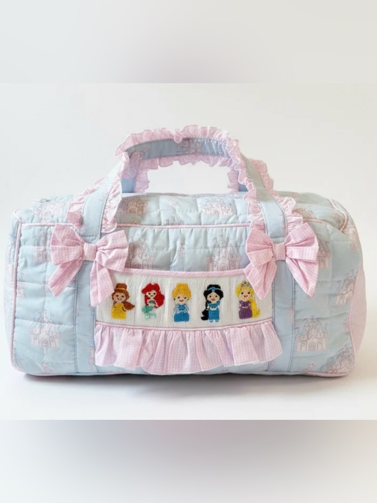 Other - Smocked Princess Quilted Duffle Bag in Light Blue & Pink
